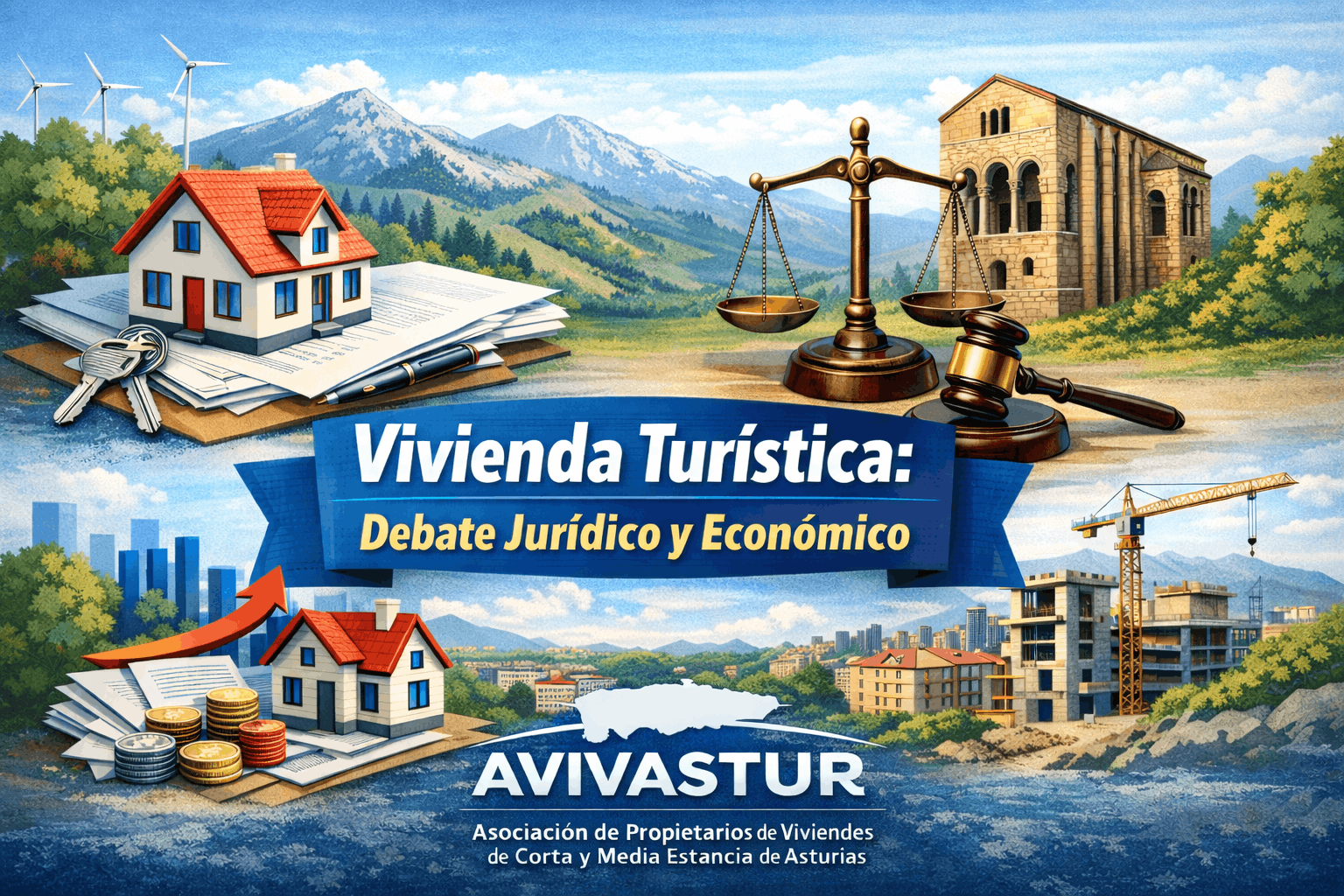 Infografía sobre vivienda turística en Asturias y el impacto del registro estatal según la posición de AVIVASTUR
