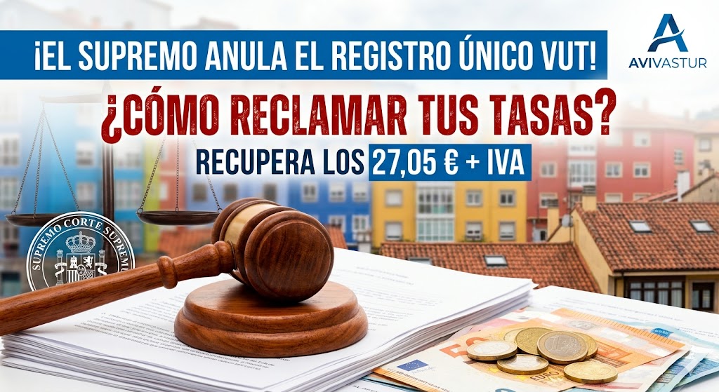 Infografía de AVIVASTUR sobre cómo reclamar las tasas del Registro Único de Alquileres tras la sentencia del Supremo.